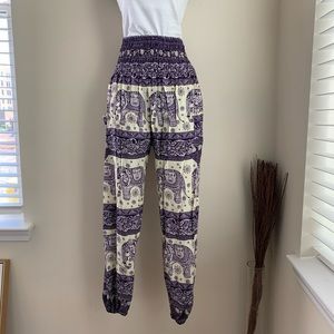 Purple and cream Elephant pants